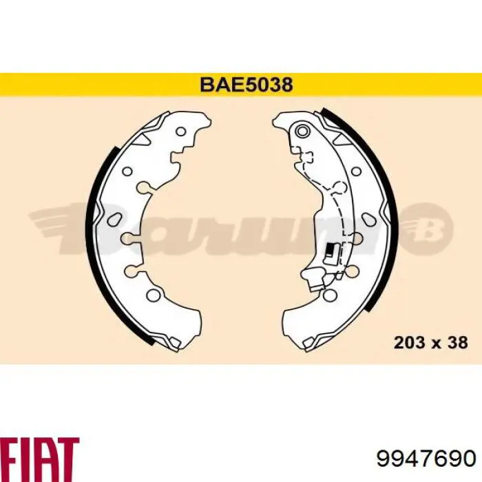 Купить 9947690 Fiat/Alfa/Lancia Задние барабанные тормозные колодки