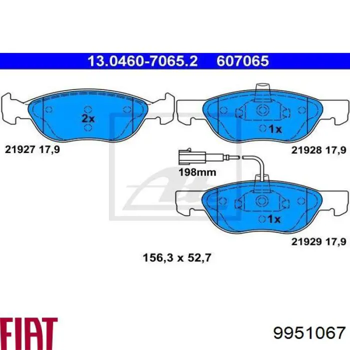 Передние тормозные колодки 9951067 Fiat/Alfa/Lancia