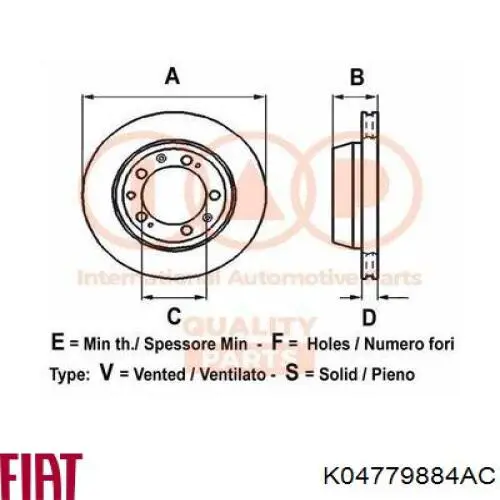 Купить K04779884AC Fiat/Alfa/Lancia Ротор тормозной