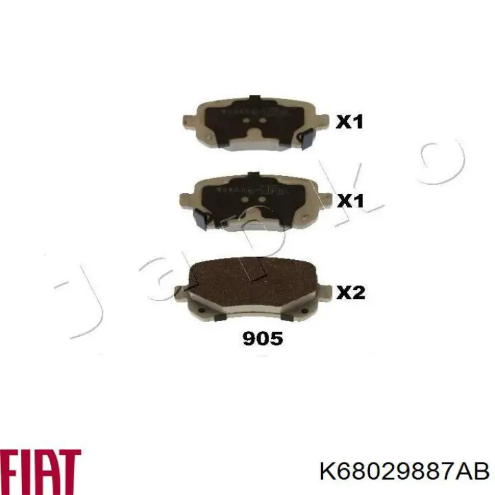 Задние тормозные колодки K68029887AB Fiat/Alfa/Lancia