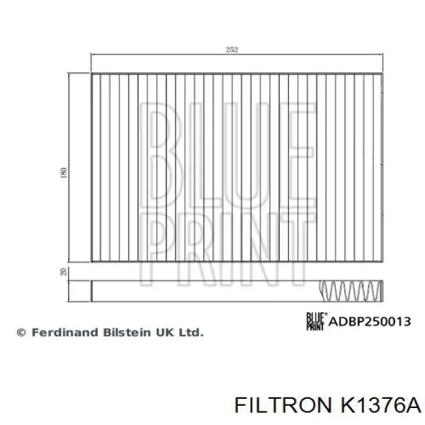 Фильтр воздушный отопителя Filtron K1376A цена, от 14.34 USD