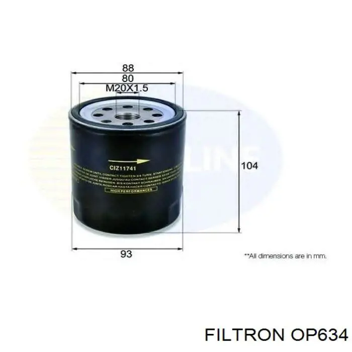 Фильтр масла Filtron OP634