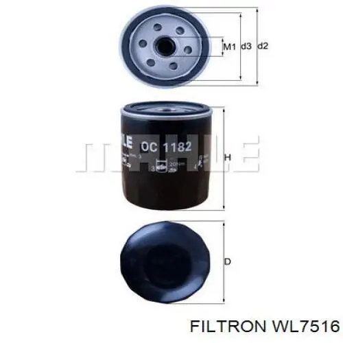 Масляный фильтр WL7516 Filtron