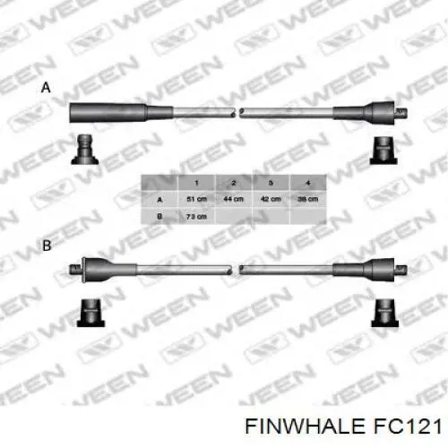 Провода высоковольтные, комплект Finwhale FC121