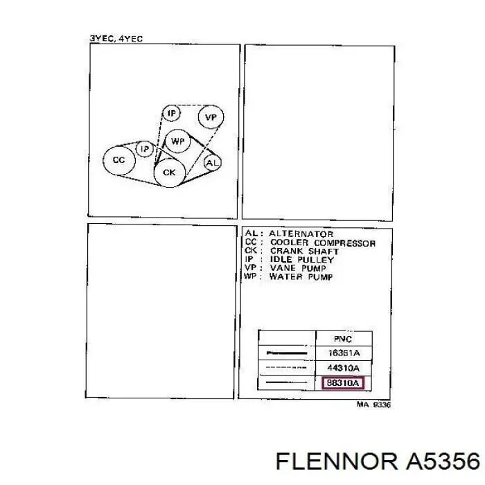 Ремень генератора A5356 Flennor