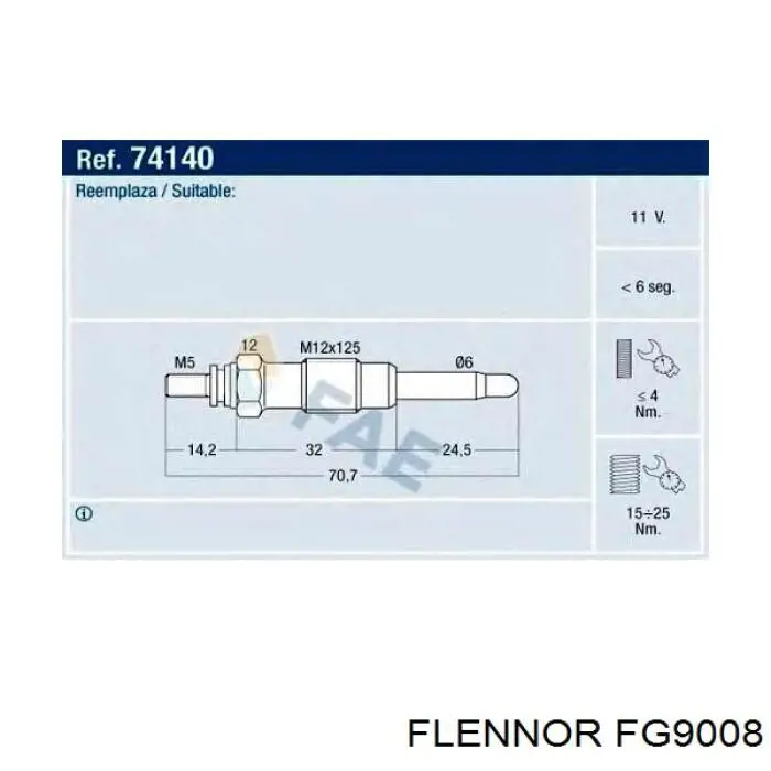 FG9008 Flennor Свечи накаливания