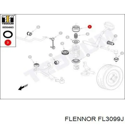Опора стойки амортизатора переднего Flennor FL3099J цена, от 13.91 USD