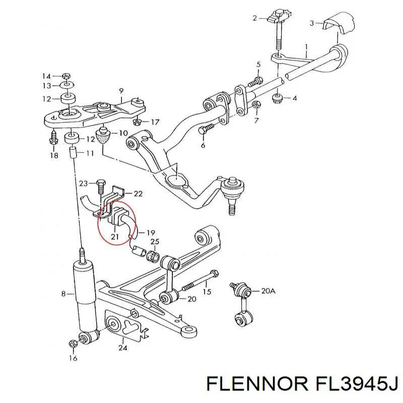 FL3945J Flennor Разрезная втулка стабилизатора