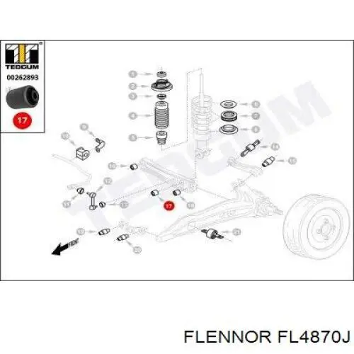 Втулка заднего амортизатора FL4870J Flennor