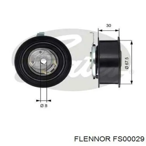 Rolo de reguladora de tensão da correia do mecanismo de distribuição de gás FS00029 Flennor