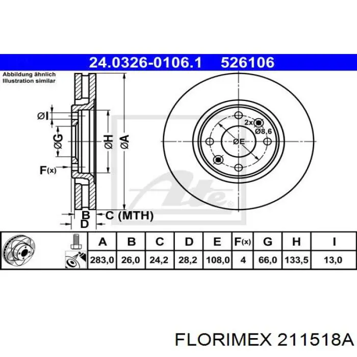 Подкрылок крыла переднего правый передний 211518A Florimex