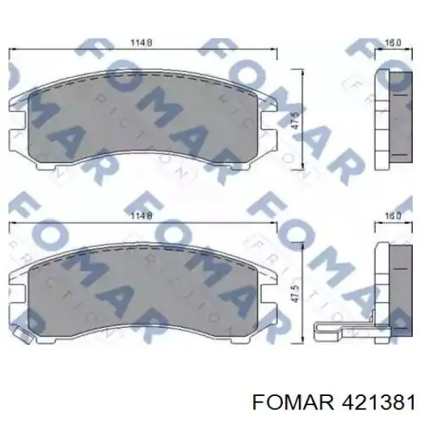 Задние тормозные колодки 421381 Fomar Roulunds