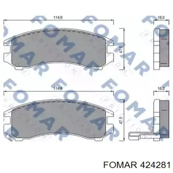 424281 Fomar Roulunds колодки тормозные передние дисковые