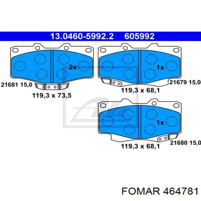 Передние тормозные колодки 464781 Fomar Roulunds