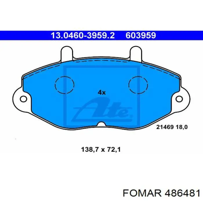 486481 Fomar Roulunds колодки тормозные передние дисковые