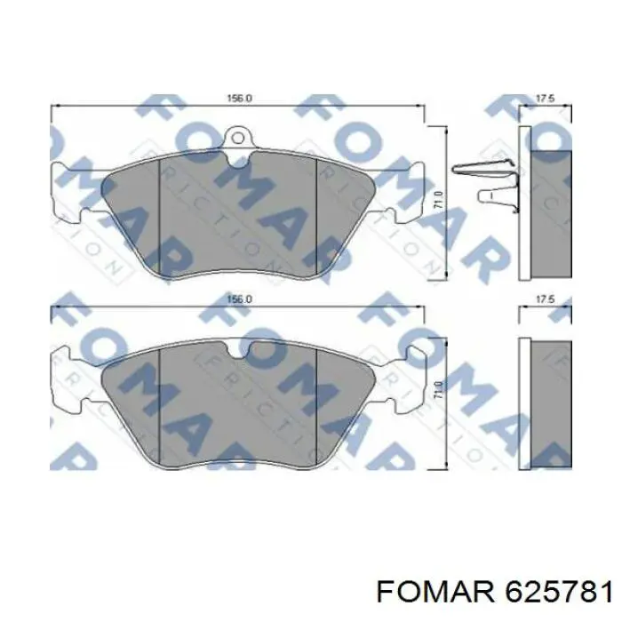 Передние тормозные колодки 625781 Fomar Roulunds