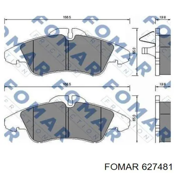 Задние тормозные колодки 627481 Fomar Roulunds