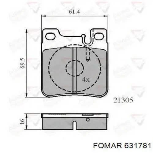 631781 Fomar Roulunds Колодки тормозные дисковые комплект
