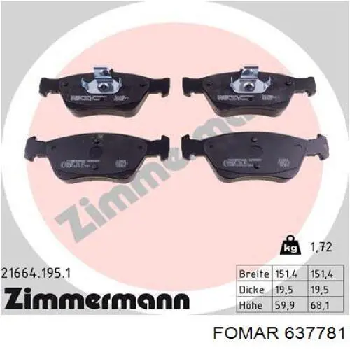 637781 Fomar Roulunds Колодки передние