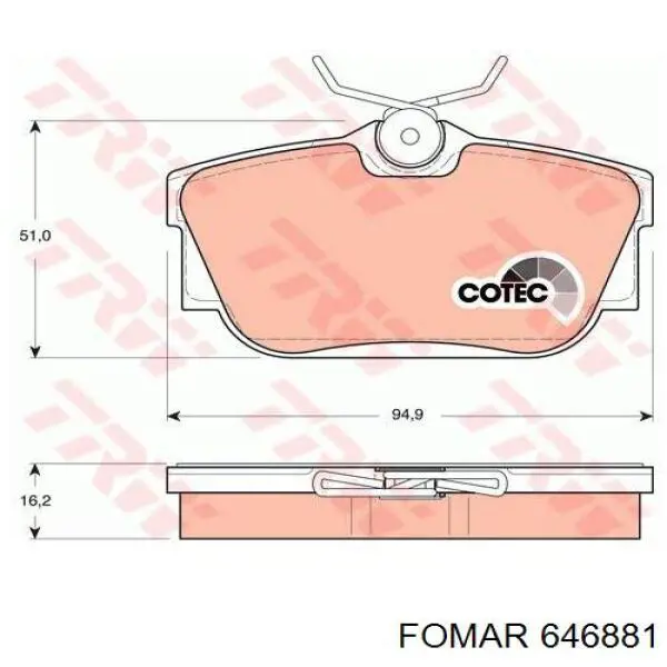 646881 Fomar Roulunds Колодки тормозные дисковые комплект