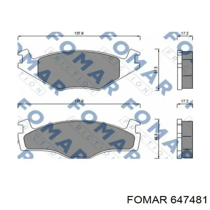 Передние тормозные колодки 647481 Fomar Roulunds