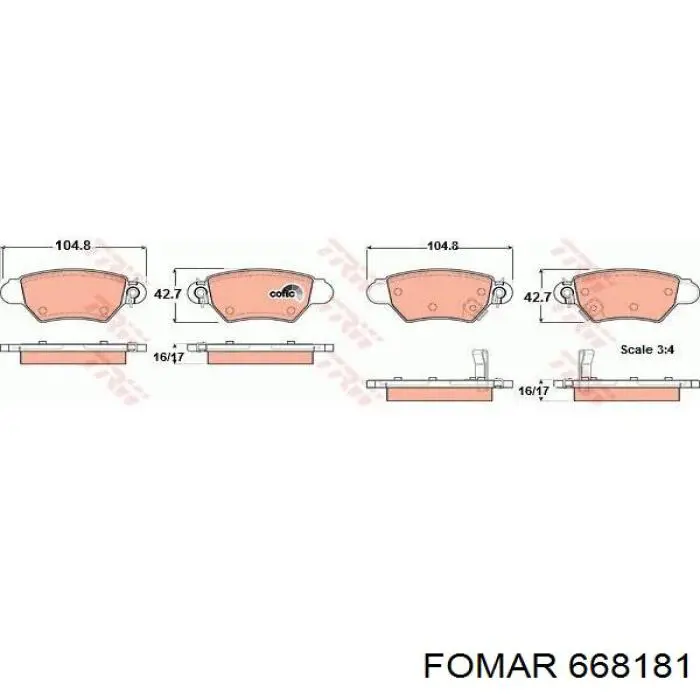 Купить 668181 Fomar Roulunds Колодки тормозные задние, дисковые