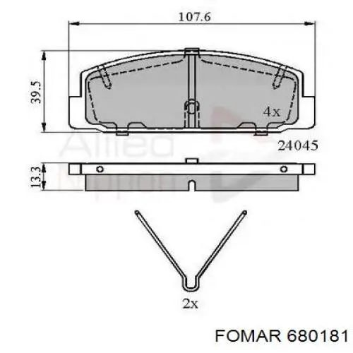 Задние тормозные колодки 74619 Asam
