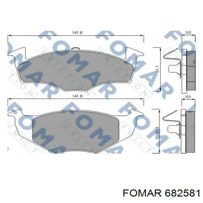 Передние тормозные колодки 682581 Fomar Roulunds