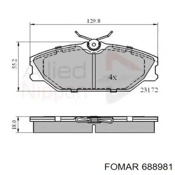 688981 Fomar Roulunds Колодки передние