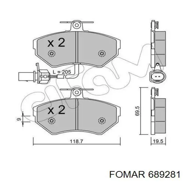 Передние тормозные колодки 689281 Fomar Roulunds