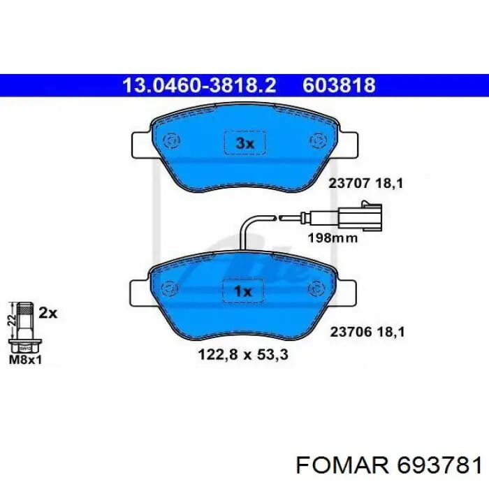 Передние тормозные колодки 16859 Febi