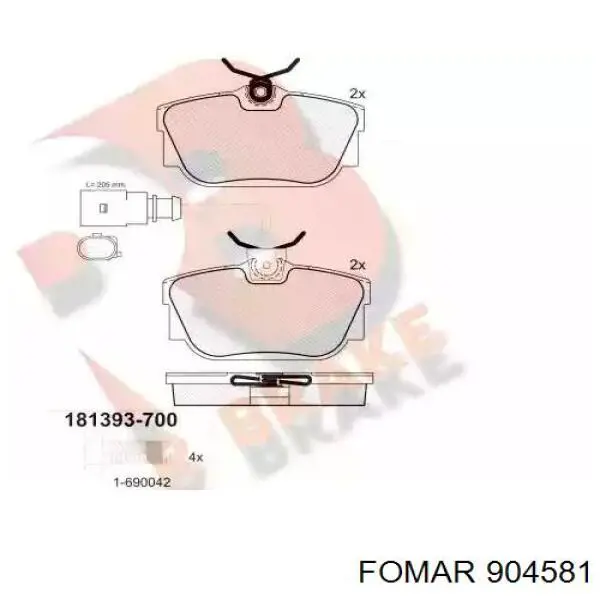 Задние тормозные колодки 215904 Hart