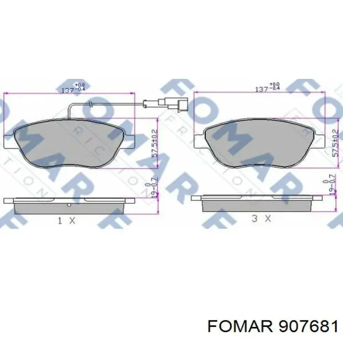 Передние тормозные колодки 907681 Fomar Roulunds