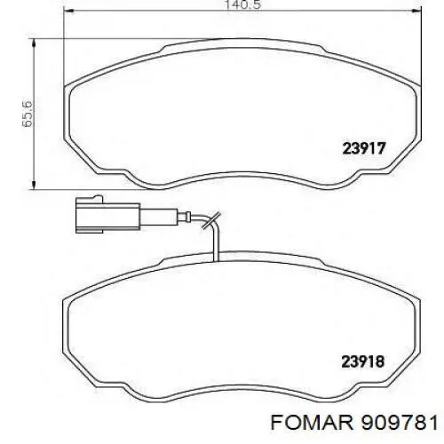 Передние тормозные колодки 909781 Fomar Roulunds