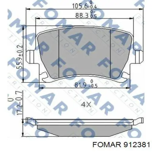 Задние тормозные колодки 912381 Fomar Roulunds