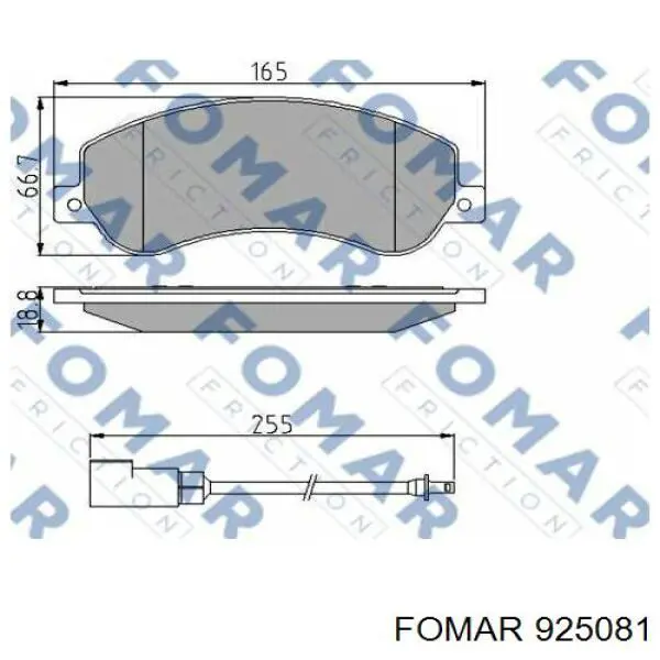 Передние тормозные колодки 925081 Fomar Roulunds