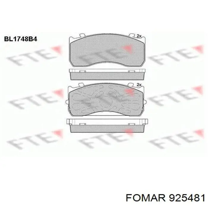 Передние тормозные колодки 925481 Fomar Roulunds