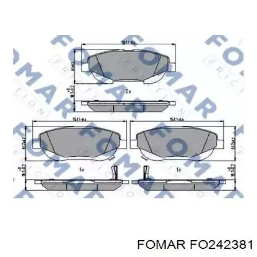 FO242381 Fomar Roulunds колодки тормозные передние дисковые