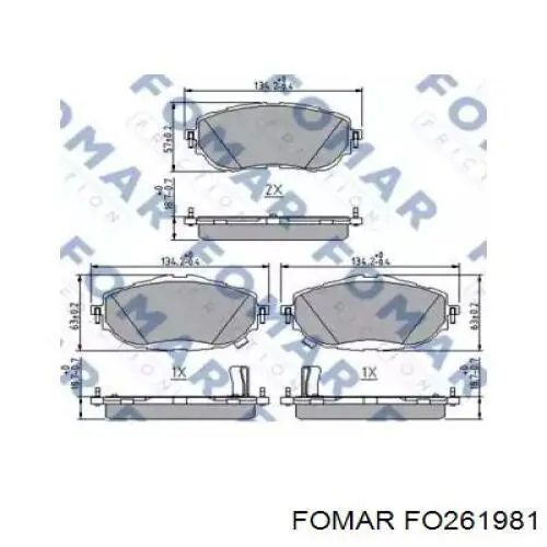 FO261981 Fomar Roulunds колодки тормозные передние дисковые
