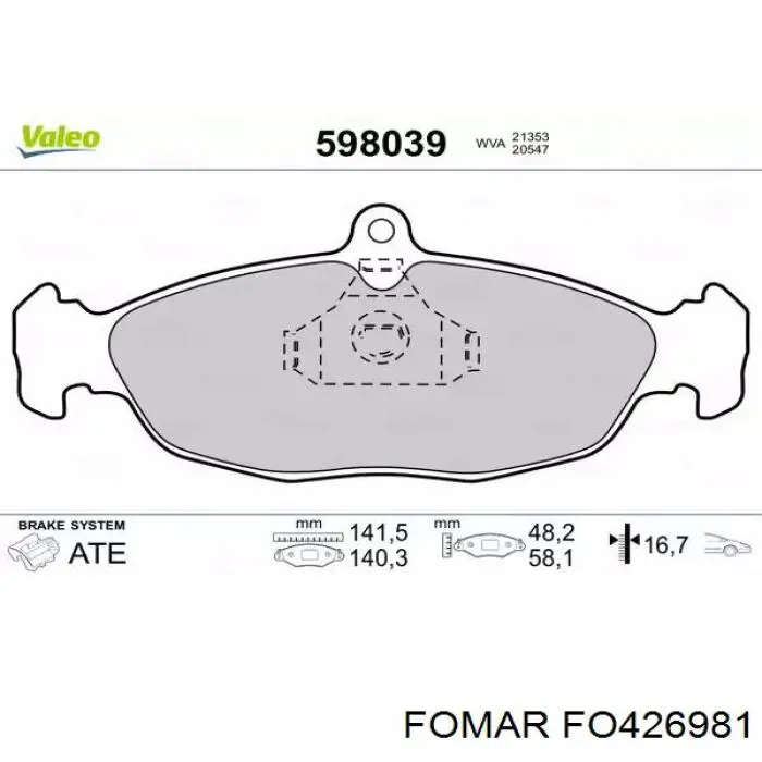 Колодки гальмівні передні, дискові FO426981 Fomar Roulunds