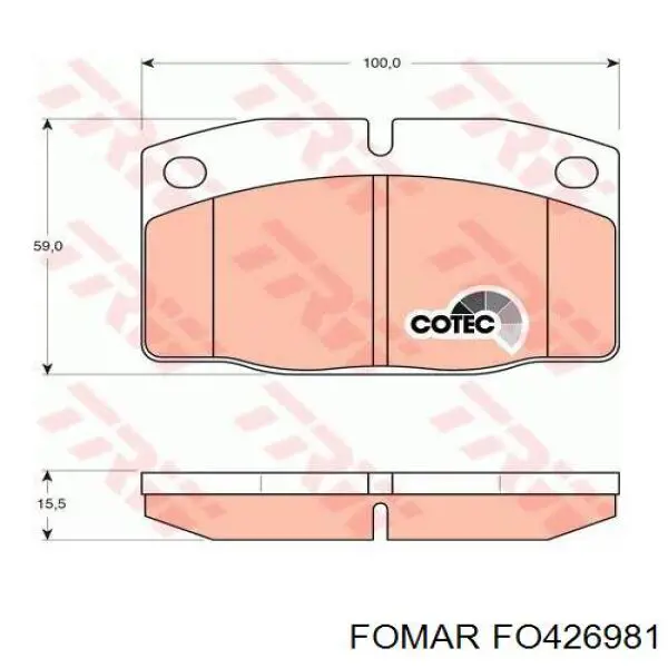 Колодки гальмівні передні, дискові FO426981 Fomar Roulunds