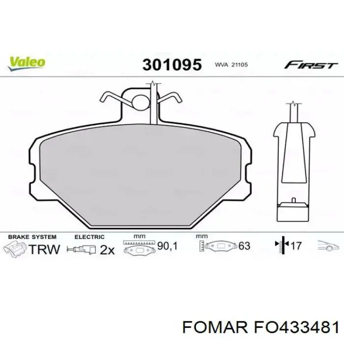Передние тормозные колодки FO433481 Fomar Roulunds