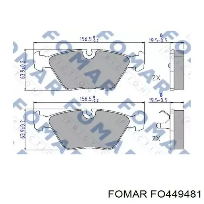 FO 449481 Fomar Roulunds sapatas do freio dianteiras de disco