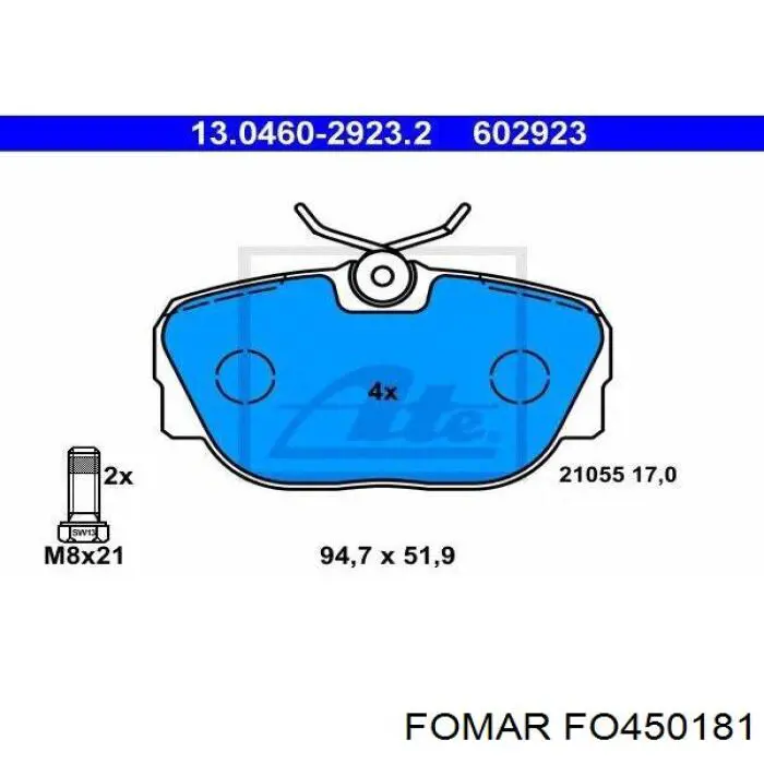 Передние тормозные колодки FO450181 Fomar Roulunds