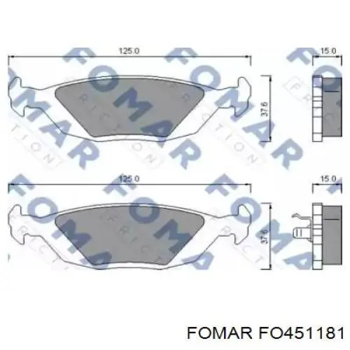 FO451181 Fomar Roulunds колодки тормозные задние дисковые