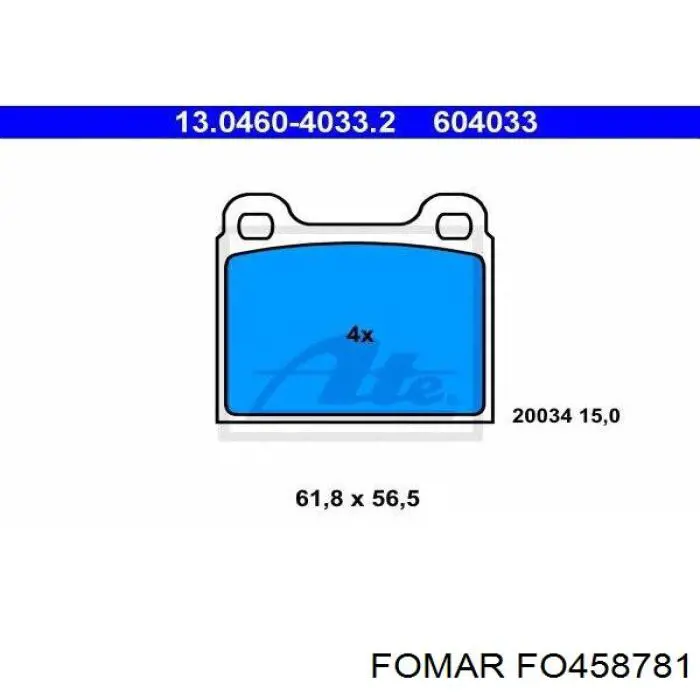Задние тормозные колодки FO458781 Fomar Roulunds