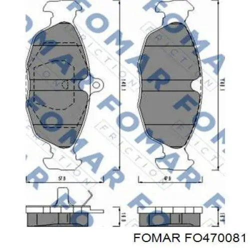 Колодки тормозные передние дисковые FOMAR FO470081