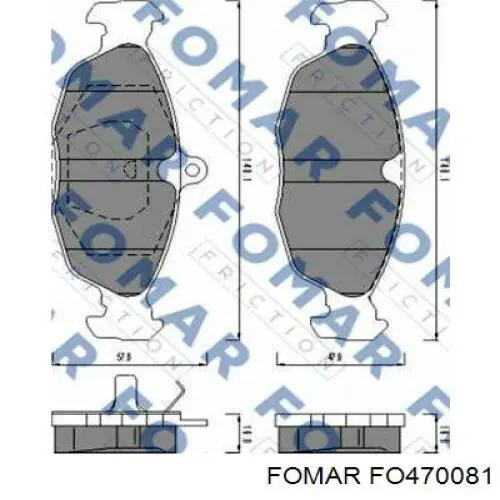 FO 470081 Fomar Roulunds sapatas do freio dianteiras de disco