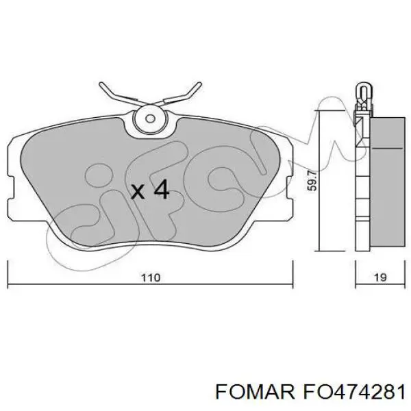 Передние тормозные колодки FO474281 Fomar Roulunds