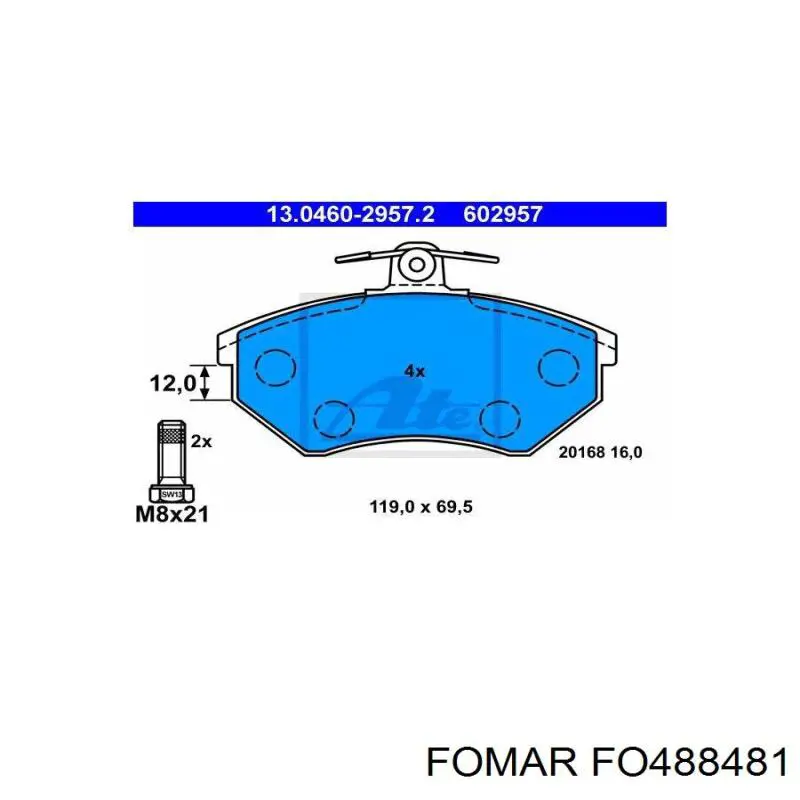 FO488481 Fomar Roulunds Колодки передние